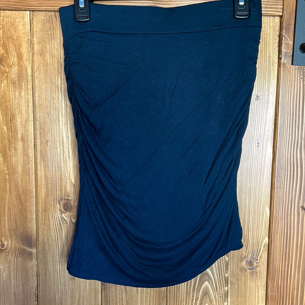 Navy blue ruched bodycon skirt